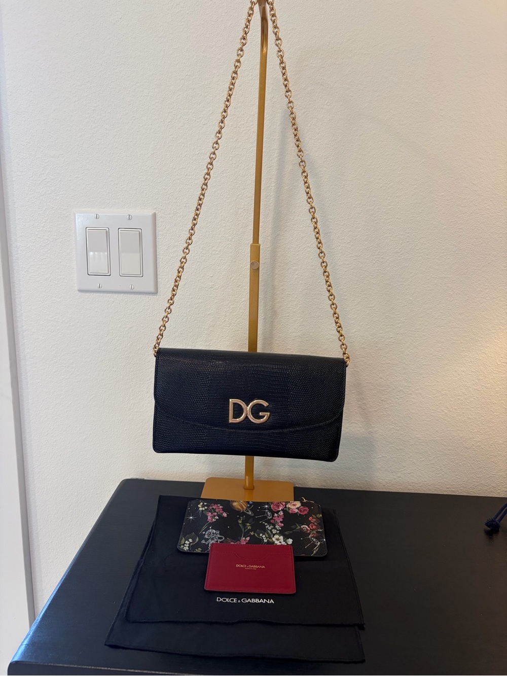 Dolce & Gabbana Black Microbag Crossbody with pouch and card inserts